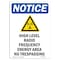 Signmission OSHA Notice, 5" Height, High Level Radio Frequency Sign With Symbol, 5" X 3.5", Portrait OS-NS-D-35-V-13474 - alternate 1